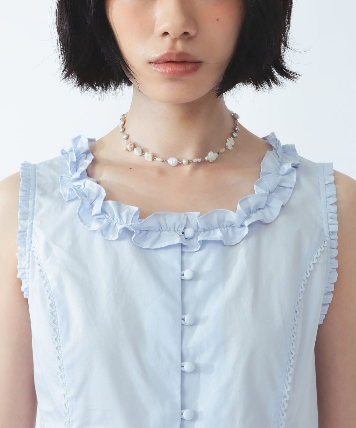 新品タグ付き Ray BEAMS フリルトリムノースリーブ Ray BEAMS（レイ