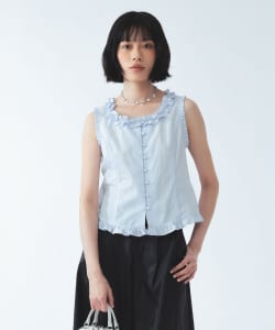 フリル トリム ノースリーブ