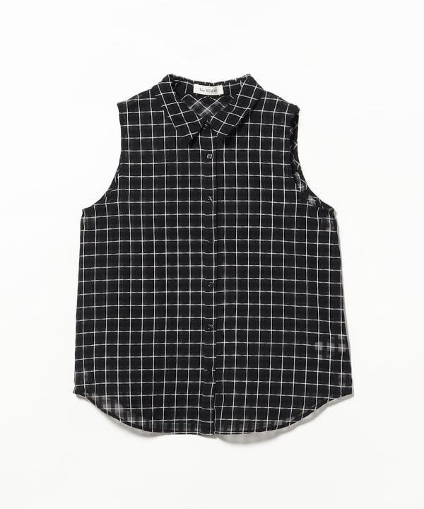 Checked babushka sleeveless shirt