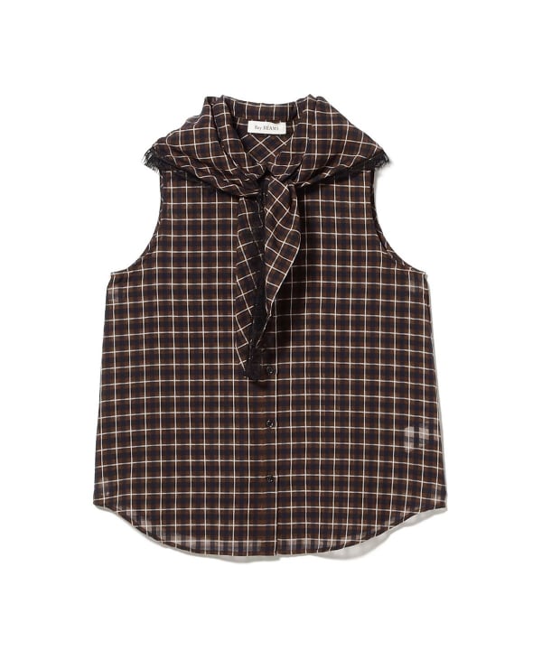 Checked babushka sleeveless shirt