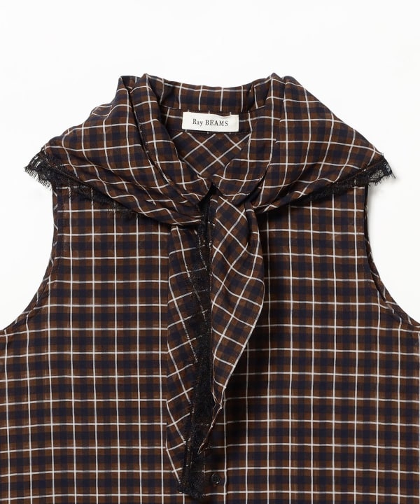 Checked babushka sleeveless shirt