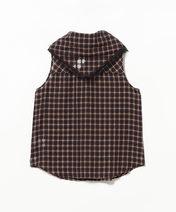 Checked babushka sleeveless shirt