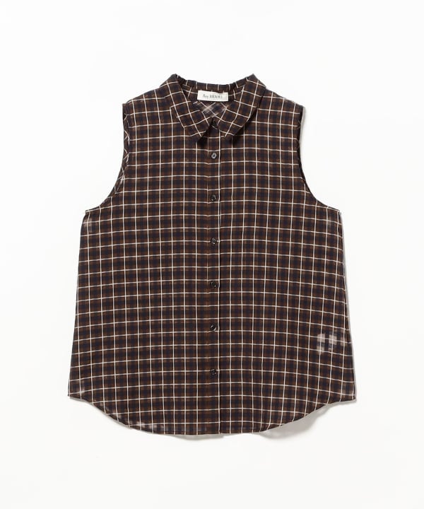 Checked babushka sleeveless shirt