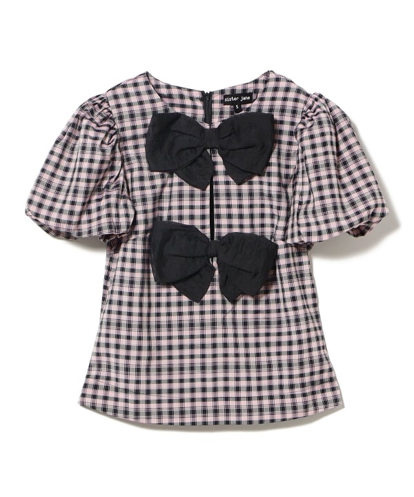 sister jane / Vence Check Bow Tops