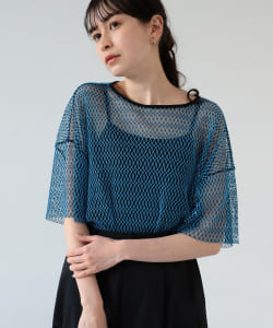 Ray BEAMS / ミックス メッシュ バックリボン Tシャツ