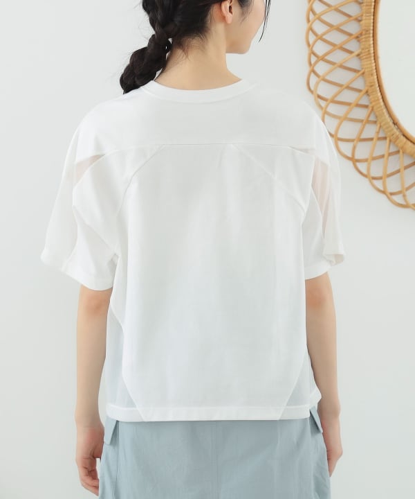 Ray BEAMS（レイ ビームス）シアー スリーブ キリカエ Tシャツ