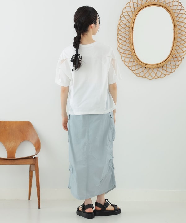 Ray BEAMS（レイ ビームス）シアー スリーブ キリカエ Tシャツ