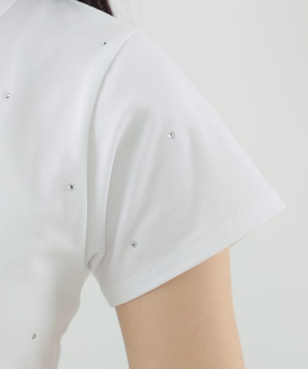 Ray BEAMS - Ray BEAMS / ライン ストーン ストレッチ Tシャツ Ray BEAMS（レイビームス）の「Ray BEAMS / ライン ストーン