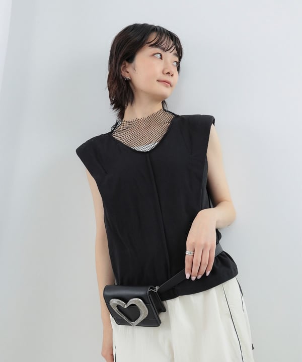 RBS ベージュ メッシュ ノースリーブ トップス 61040563101_C_1.jpg