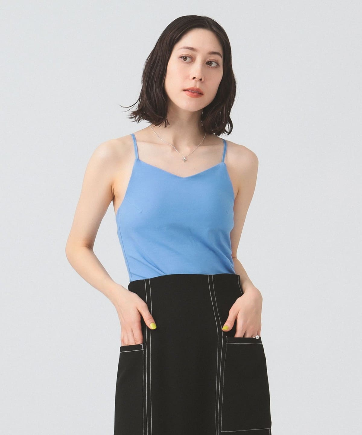 カップ付き キャミソール Tシャツ・カットソー WOMEN BLUE ONE SIZE カップ付き キャミソール Tシャツ・カットソー WOMEN BLUE ONE SIZE