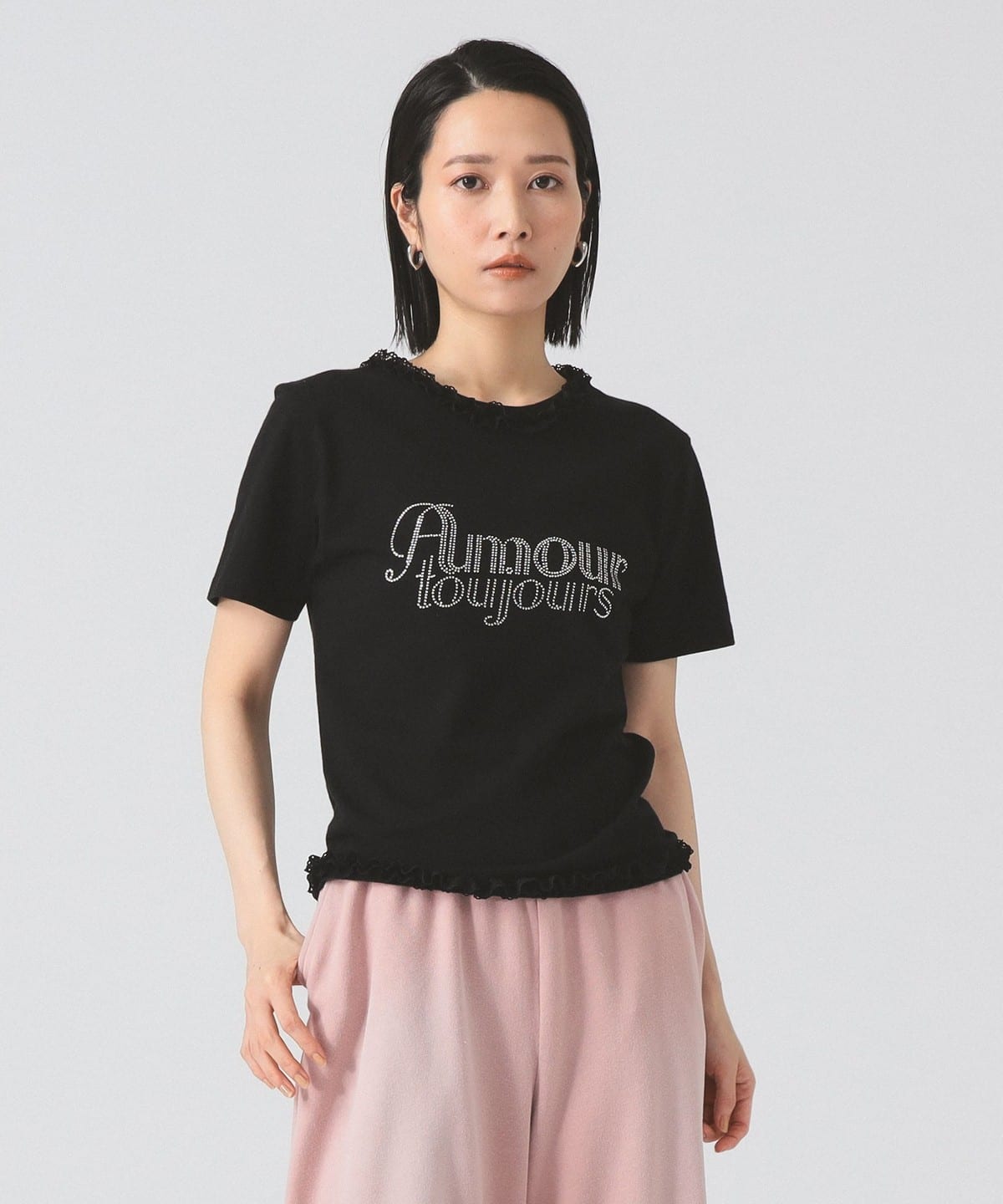 Carne Bollente カルネボレンテ / Lace Short sleeve T-shirt Tシャツ・カットソー WOMEN BLACK ONE SIZE Carne Bollente カルネボレンテ / Lace Short sleeve T-shirt Tシャツ・カットソー WOMEN BLACK ONE SIZE