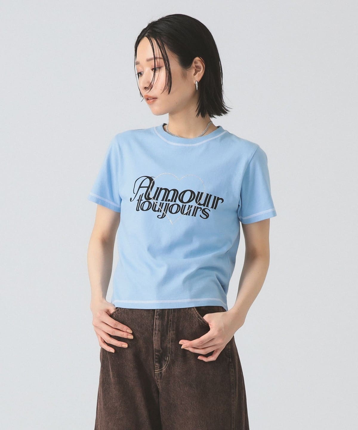 【別注】Carne Bollente カルネボレンテ / Stitch Short Sleeve T-shirt Tシャツ・カットソー WOMEN LIGHT. BLUE ONE SIZE 【別注】Carne Bollente カルネボレンテ / Stitch Short Sleeve T-shirt Tシャツ・カットソー WOMEN LIGHT. BLUE ONE SIZE