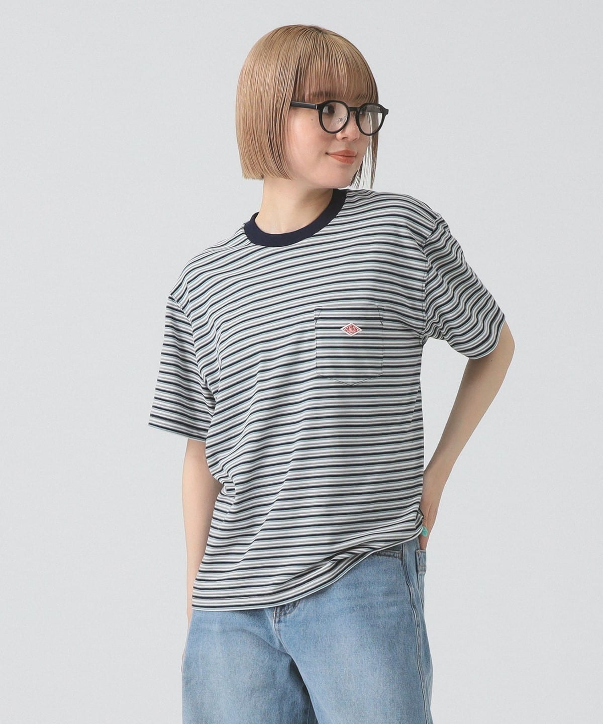 DANTON ダントン / ポケット Tシャツ(洗濯可) Tシャツ・カットソー WOMEN NAVY×GREY MULTI S DANTON ダントン / ポケット Tシャツ(洗濯可) Tシャツ・カットソー WOMEN NAVY×GREY MULTI S