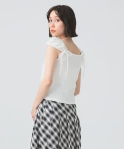 ハリヌキ テレコ フレンチ パフスリーブ Tシャツ