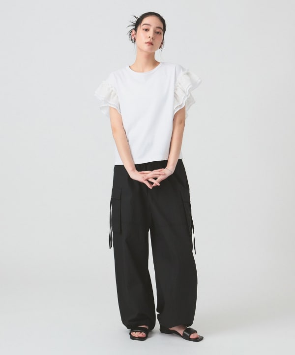 Ray BEAMS（レイ ビームス）レース フリルスリーブ Tシャツ（T
