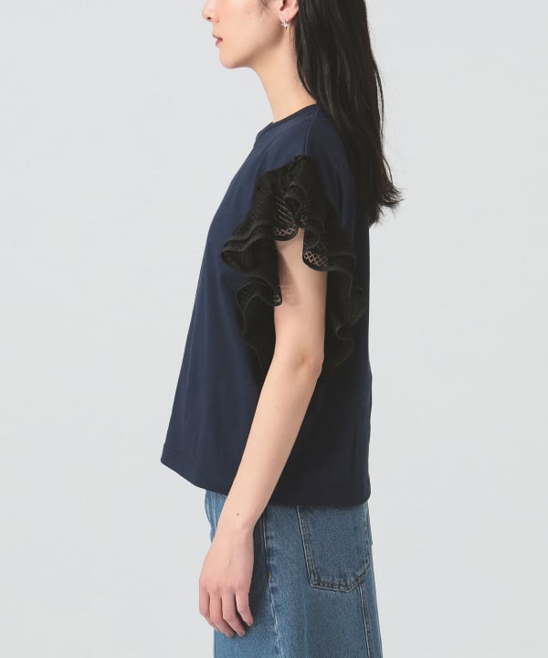 Ray BEAMS（レイ ビームス）レース フリルスリーブ Tシャツ（T
