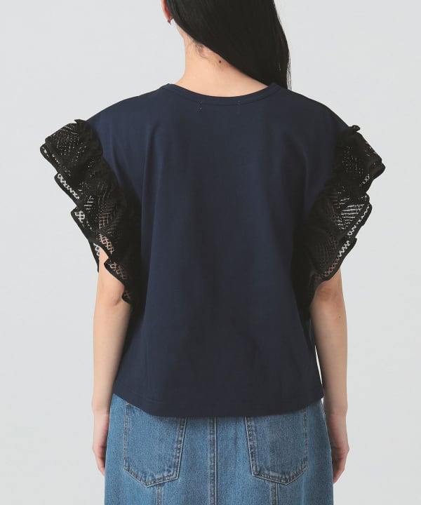 Ray BEAMS（レイ ビームス）レース フリルスリーブ Tシャツ（T
