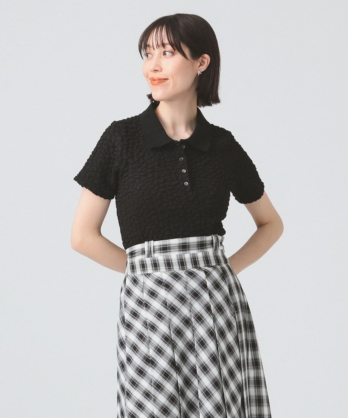 フクレジャカード ポロ シャツ・ブラウス WOMEN BLACK ONE SIZE フクレジャカード ポロ シャツ・ブラウス WOMEN BLACK ONE SIZE