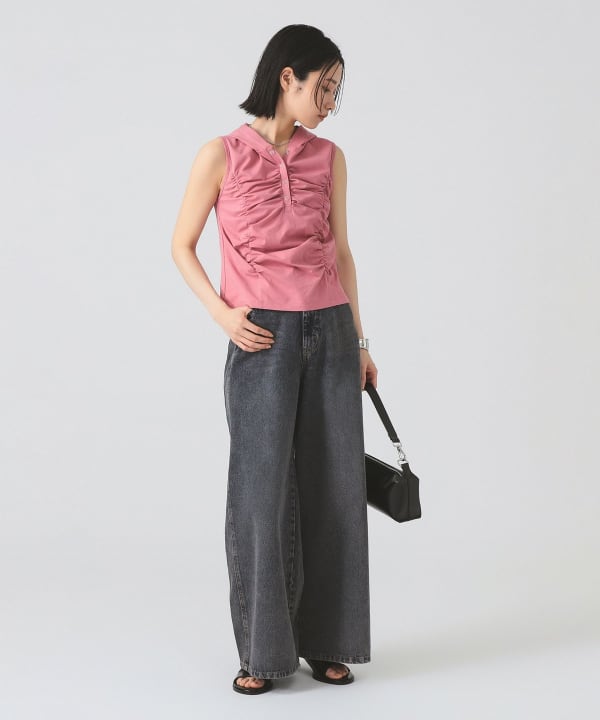 Ray BEAMS シャーリング ノースリーブ フーディ トップス Ray BEAMS（レイ ビームス）シャーリング ノースリーブ フーディ