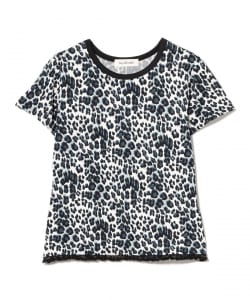 レオパード プリント レース ヘム Tシャツ