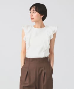 リブ ラッフル フリル スリーブ Tシャツ