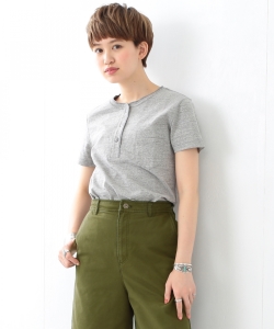 REMI RELIEF×Ray BEAMS / 別注 ヘンリー ポケット Tシャツ グレー