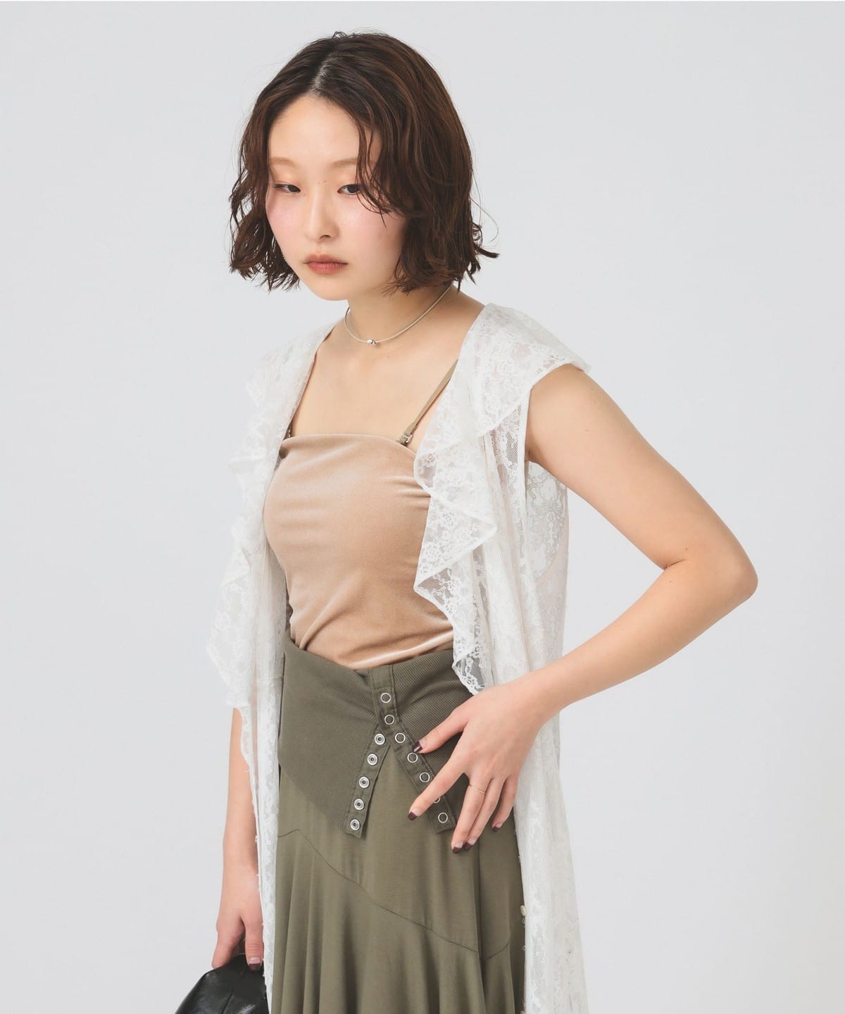 Ray BEAMS（レイ ビームス）2WAY ベロア カップ付き キャミソール（T