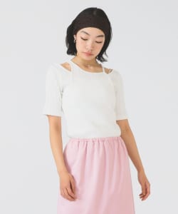 RIB キリカエ アシメネック Tシャツ