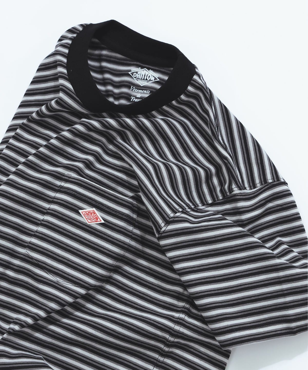 BEAMS DANTON / （BLACK／M） Ray BEAMS Ray BEAMS DANTON Stripe Pocket T-Shirt (T-shirts