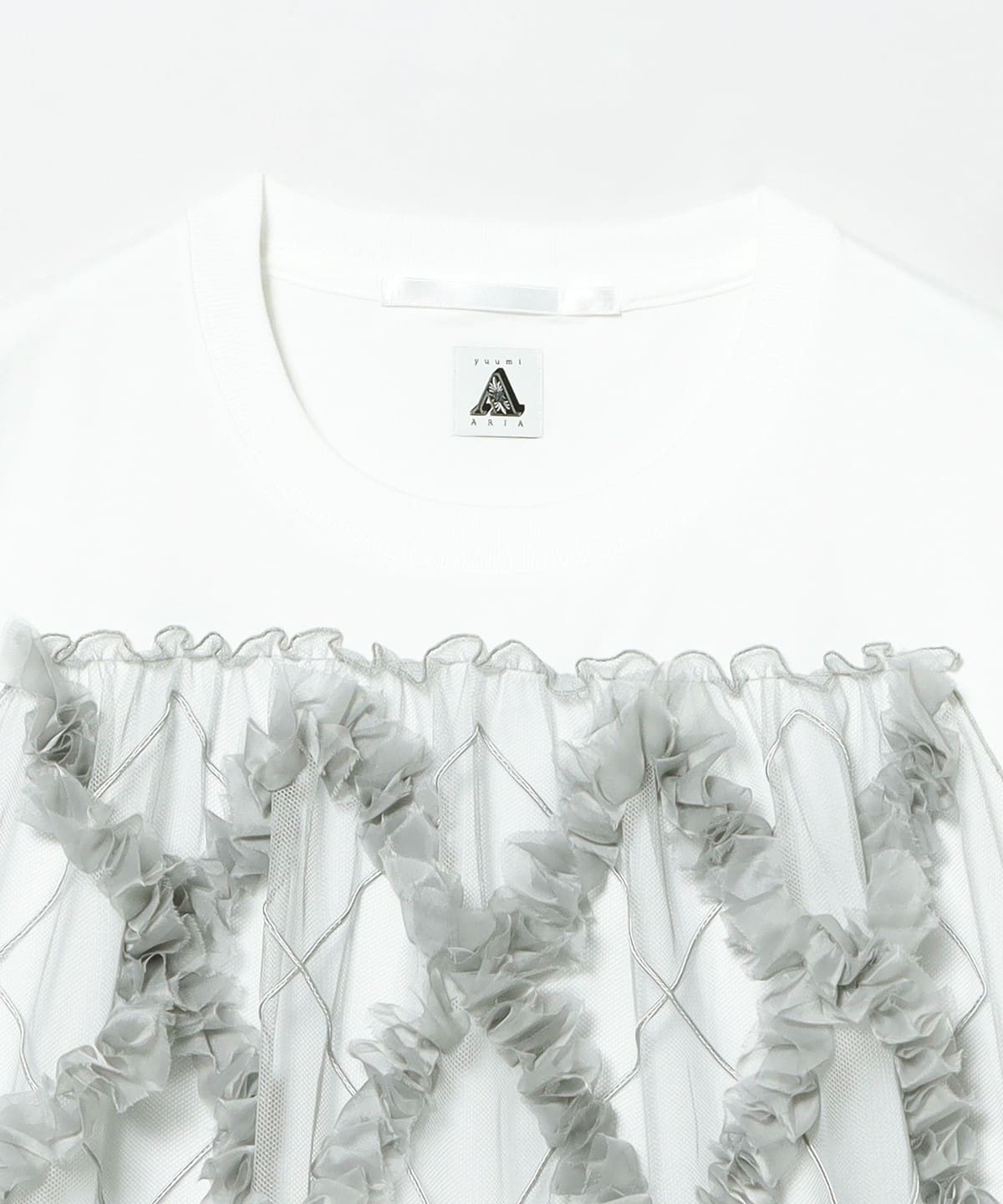 別注Yuumi ARIA BIGFRILL T-SHIRT 白 RayBeams Ray BEAMS（レイ ビームス）【別注】Yuumi ARIA / Tulle Tee（Tシャツ