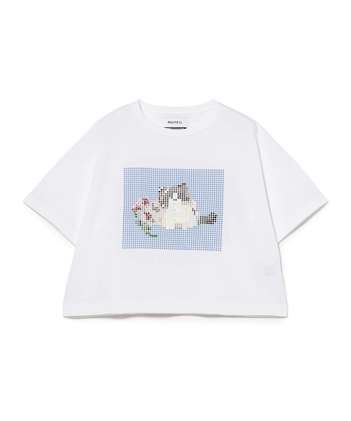 muveil Tシャツ　ネコ　猫　カットソー Ray BEAMS（レイ ビームス）MUVEIL / キャットプリント刺繍 Tシャツ（T
