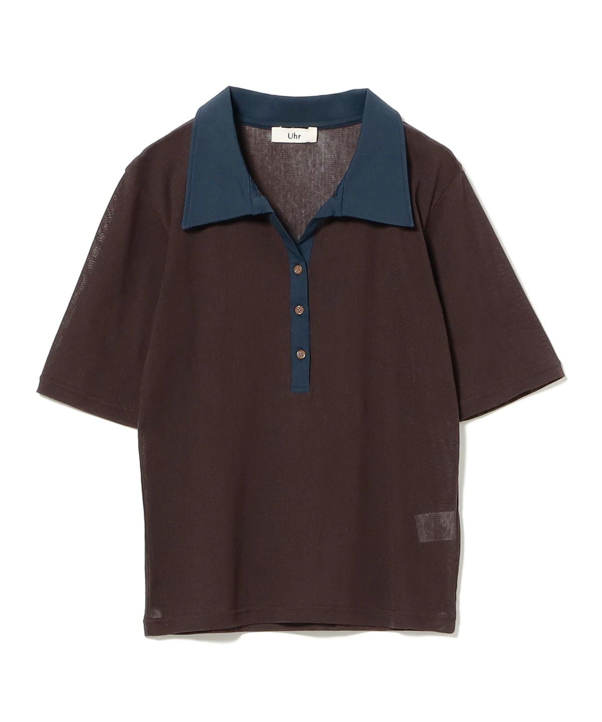 Uhr / Sheer Tulle Polo ウーア　チュールポロ　ブラウン Ray BEAMS（レイ ビームス）Uhr / Sheer Tulle Polo（シャツ・ブラウス