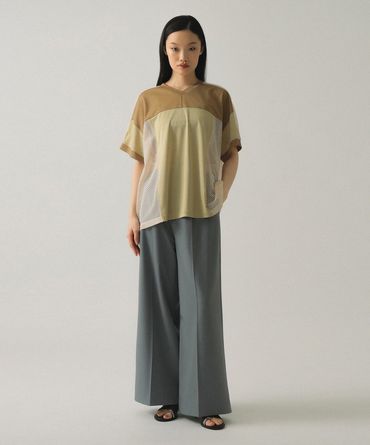 Ray BEAMS（レイ ビームス）メッシュ キリカエ ビッグ Tシャツ（T