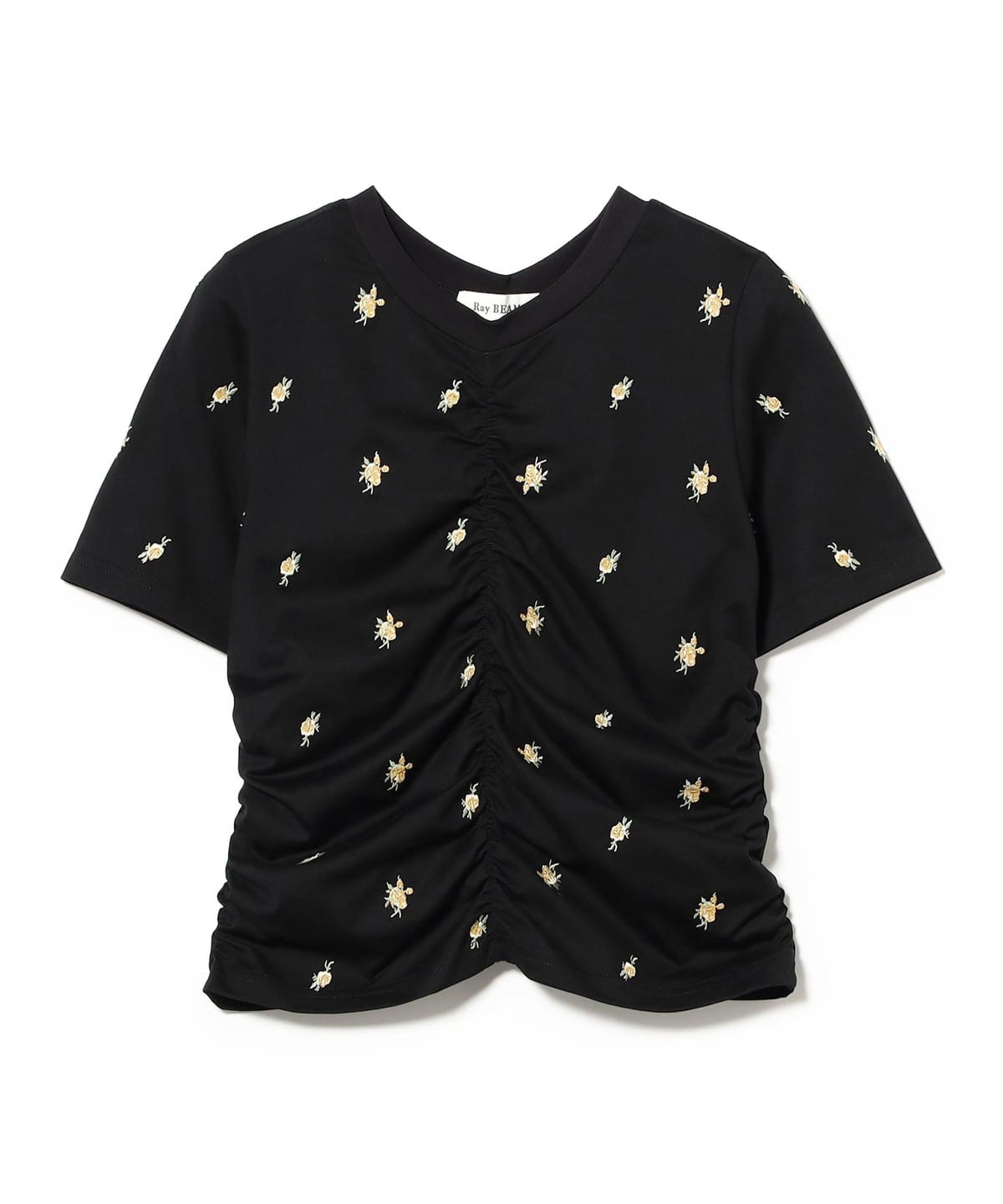 今期新作　Ray BEAMS フラワーモチーフ 半袖Tシャツ Ray BEAMS（レイ ビームス）フラワー 刺繍 シャーリング Tシャツ（T