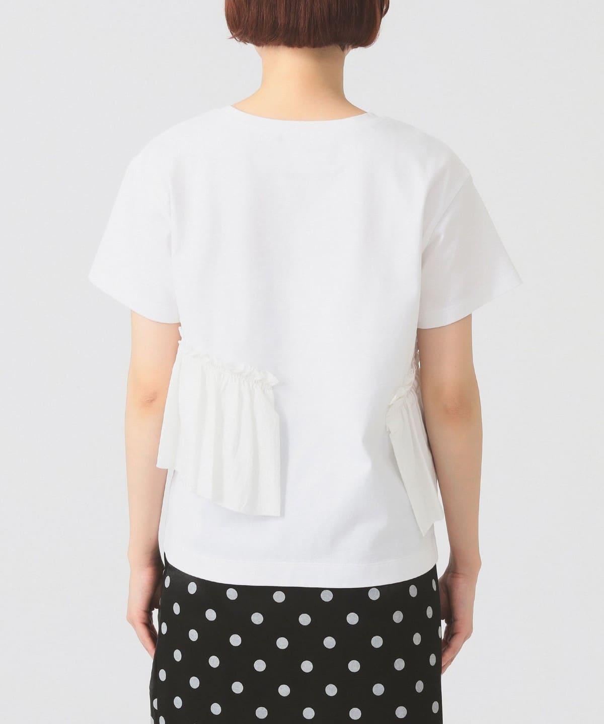 Ray BEAMS（レイ ビームス）アシメ ギャザー フリル Tシャツ（Tシャツ