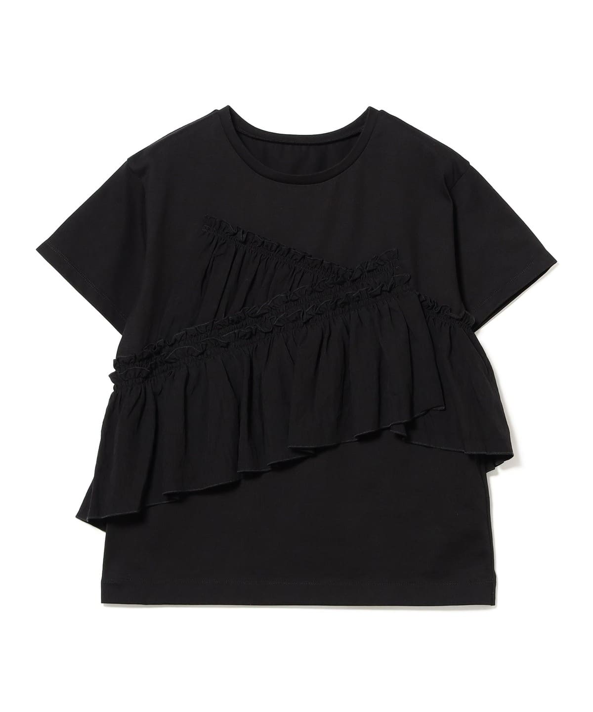 Ray BEAMS（レイ ビームス）アシメ ギャザー フリル Tシャツ（Tシャツ