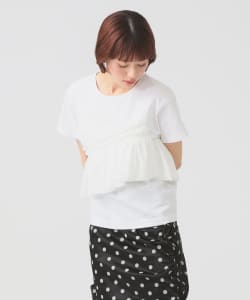 アシメ ギャザー フリル Tシャツ