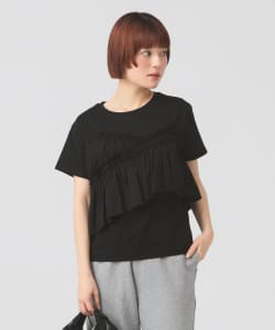アシメ ギャザー フリル Tシャツ