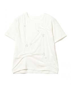 アシンメトリー タック ビジュー Tシャツ