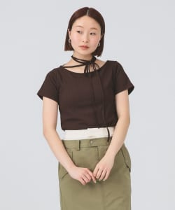ネックリボン ボートネック Tシャツ