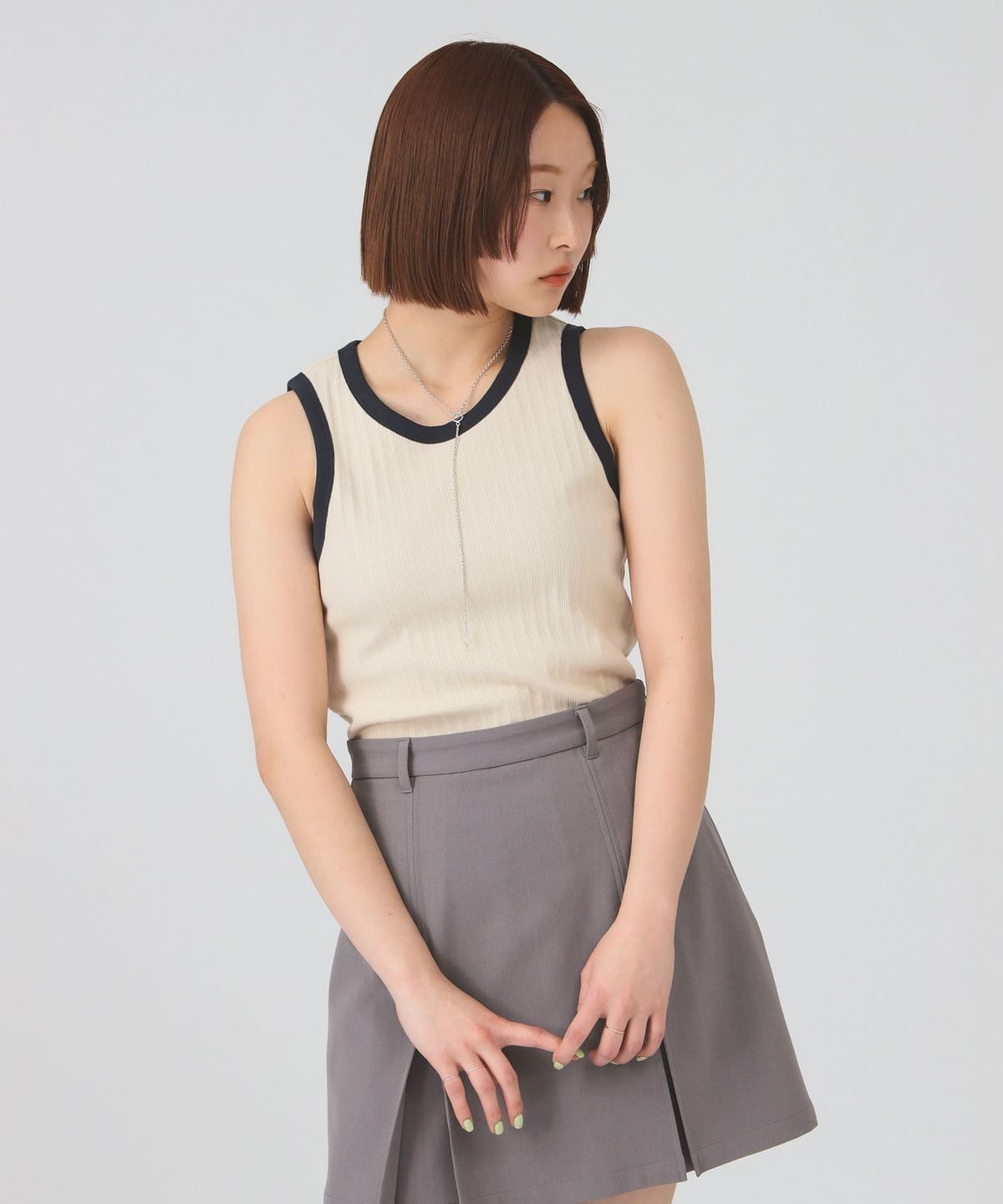 Ray BEAMS（レイ ビームス）リブ リンガー タンクトップ（Tシャツ