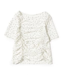 シアー ドット ギャザー シーム Tシャツ