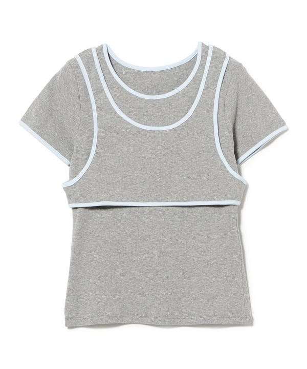 Piping Tank Top Layered T-Shirt