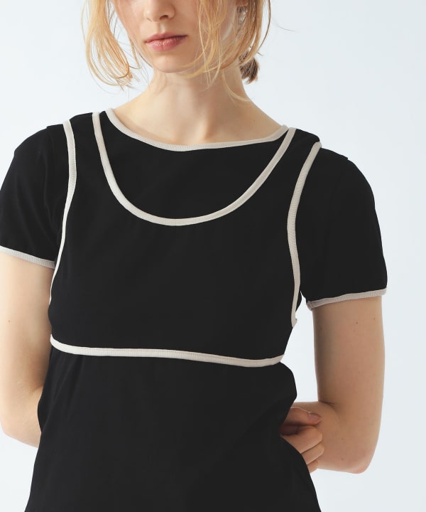 Piping Tank Top Layered T-Shirt