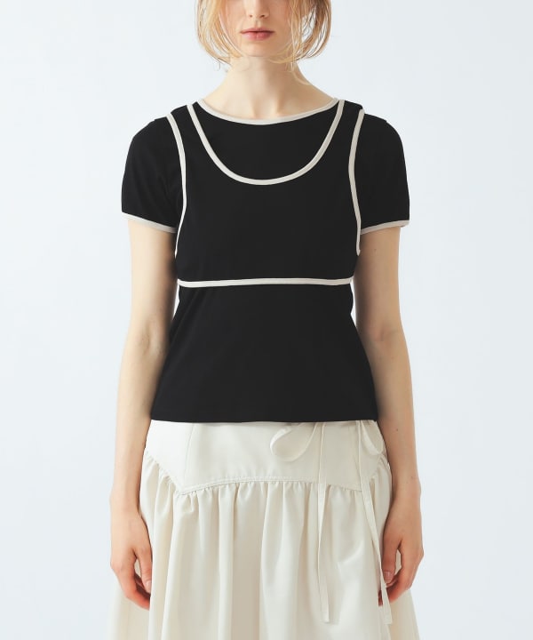 Piping Tank Top Layered T-Shirt