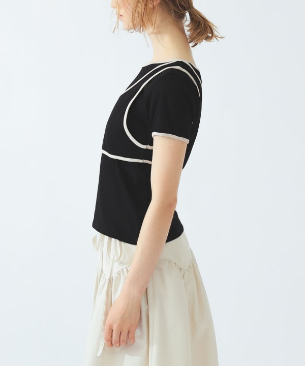 Piping Tank Top Layered T-Shirt