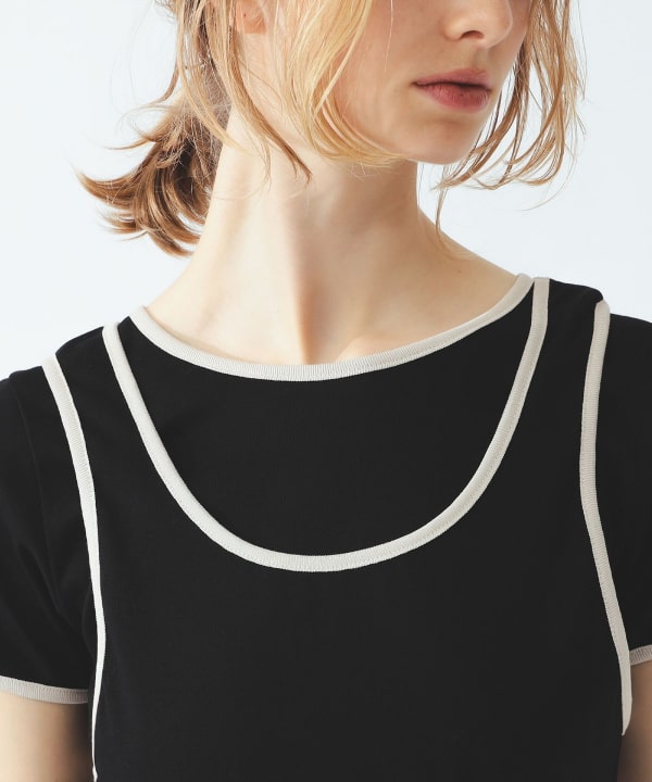 Piping Tank Top Layered T-Shirt