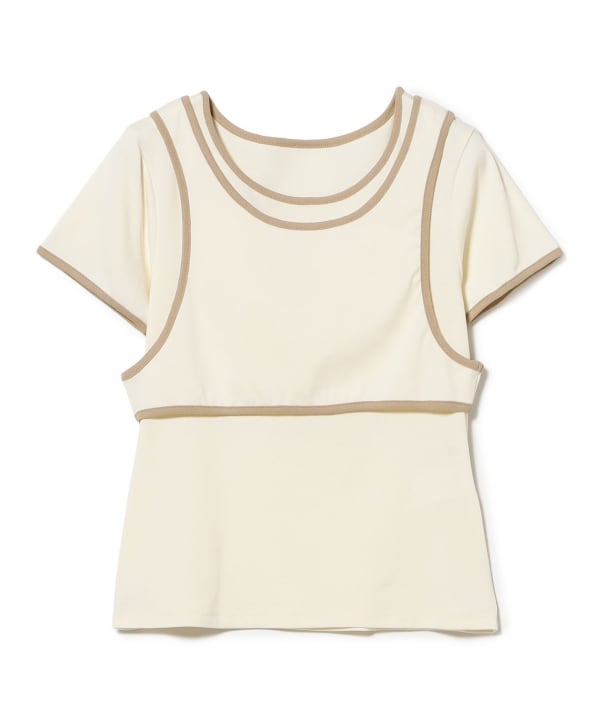 Piping Tank Top Layered T-Shirt