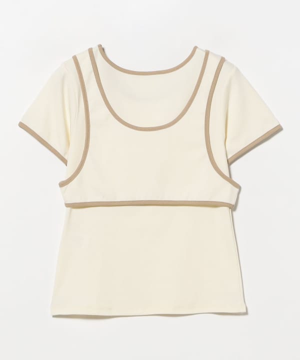 Piping Tank Top Layered T-Shirt