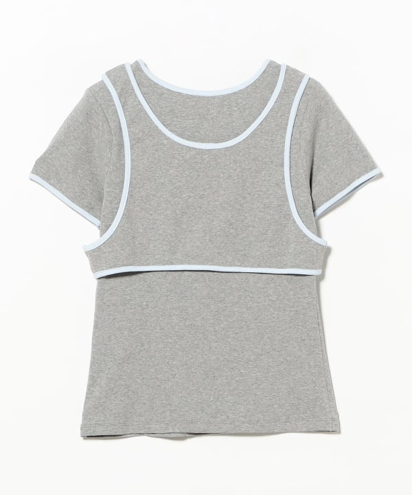Piping Tank Top Layered T-Shirt